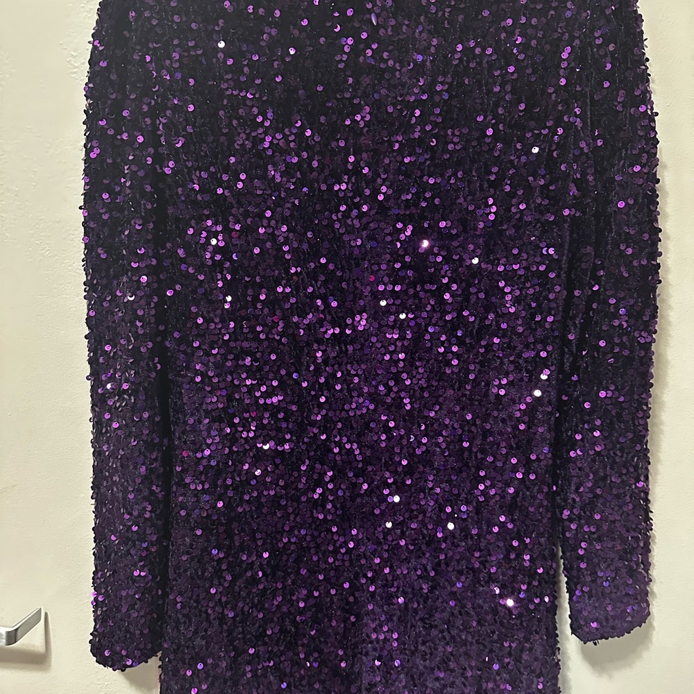 Nannette Purple Sequin Long Sleeve Dress